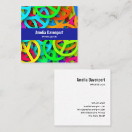 Peace Sign Pattern Groovy Sixties Vibe スクエア名刺