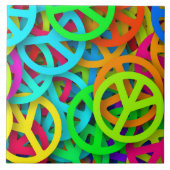 Peace Sign Pattern Groovy Sixties Vibe タイル (正面)
