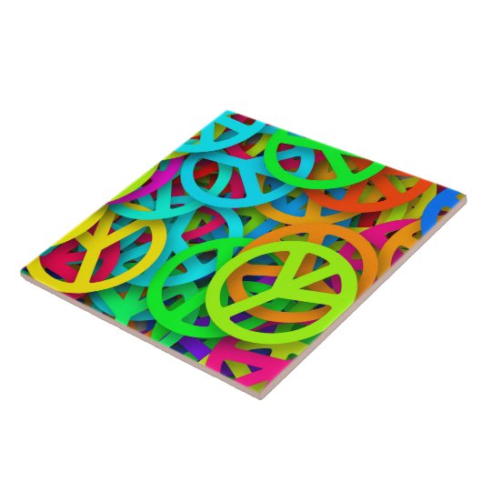 Peace Sign Pattern Groovy Sixties Vibe タイル (側面)