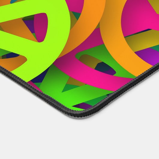 Peace Sign Pattern Groovy Sixties Vibe デスクマット (コーナー)