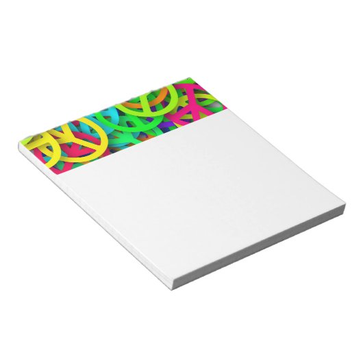 Peace Sign Pattern Groovy Sixties Vibe ノートパッド (アングル)