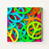 Peace Sign Pattern Groovy Sixties Vibe ノートブック (裏面)
