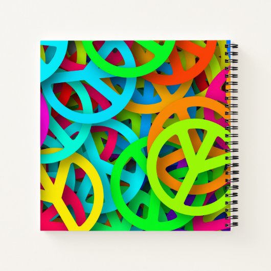 Peace Sign Pattern Groovy Sixties Vibe ノートブック (裏面)