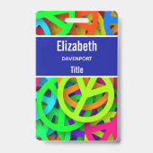 Peace Sign Pattern Groovy Sixties Vibe バッジ (Back)