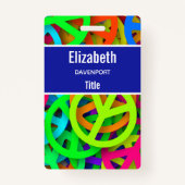 Peace Sign Pattern Groovy Sixties Vibe バッジ (裏面)