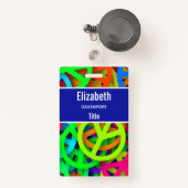 Peace Sign Pattern Groovy Sixties Vibe バッジ (正面リトラクタブル付き)