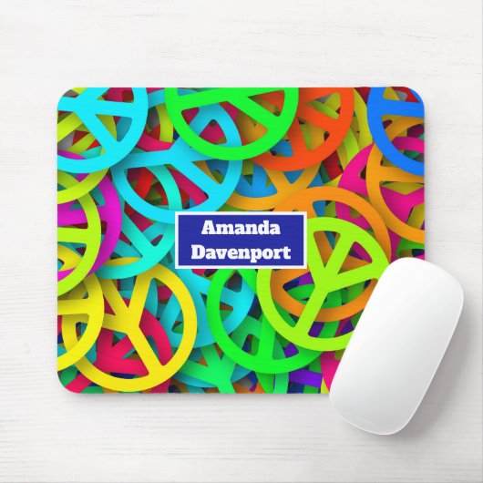 Peace Sign Pattern Groovy Sixties Vibe マウスパッド (マウス)