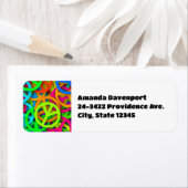 Peace Sign Pattern Groovy Sixties Vibe ラベル (インサイチュ)