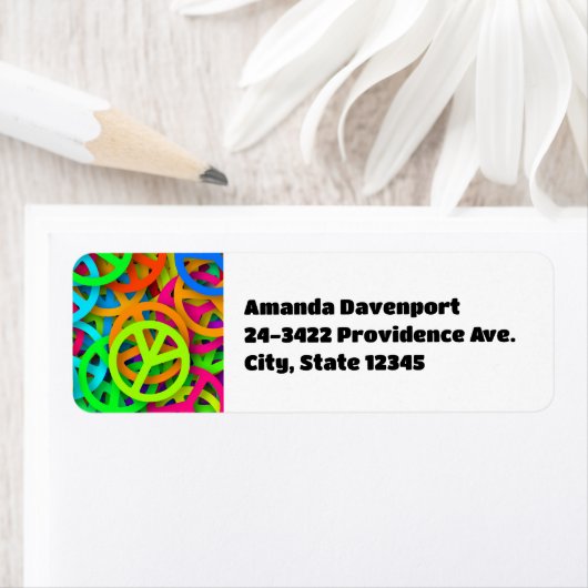 Peace Sign Pattern Groovy Sixties Vibe ラベル (インサイチュ)