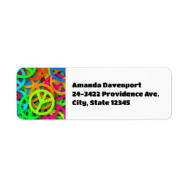 Peace Sign Pattern Groovy Sixties Vibe ラベル