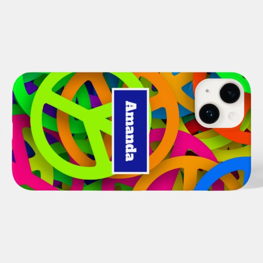 Peace Sign Pattern Groovy Sixties Vibe Case-Mate iPhoneケース (裏面 (横))