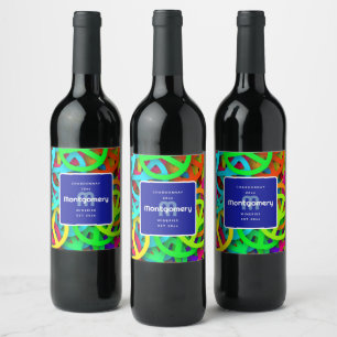 Peace Sign Pattern Groovy Sixties Vibe Wine Making ワインラベル