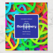 Peace Sign Pattern Groovy Sixties Vibe Wine Making ワインラベル (シングルラベル)