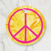 Peace Sign Pink Groovy Yellow Paint Art Colorful フェイバータグ (正面)