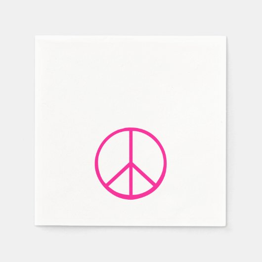 Peace Sign Pink Modern Retro Groovy スタンダードカクテルナプキン (正面)