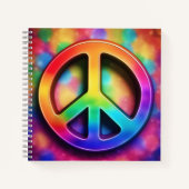 Peace Sign, Rainbow Colors Journal ノートブック (正面)