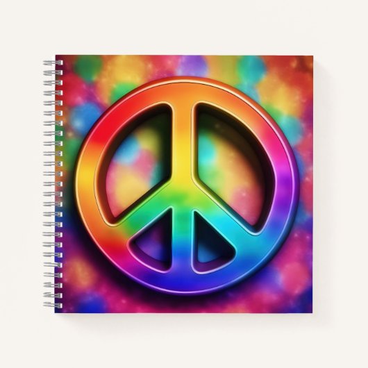 Peace Sign, Rainbow Colors Journal ノートブック (正面)