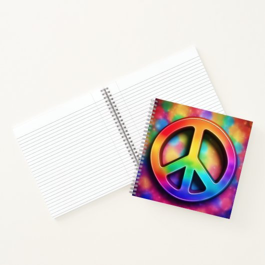Peace Sign, Rainbow Colors Journal ノートブック (内部)