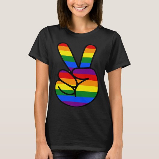Peace Sign Rainbow Hippie Love Tシャツ (正面)