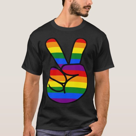 Peace Sign Rainbow Hippie Love Tシャツ (正面)