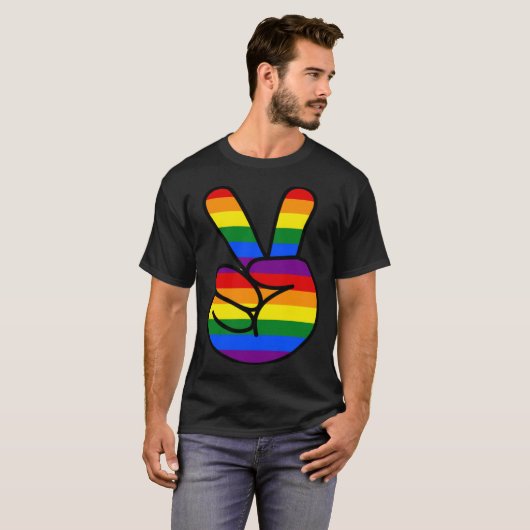 Peace Sign Rainbow Hippie Love Tシャツ (正面フル)