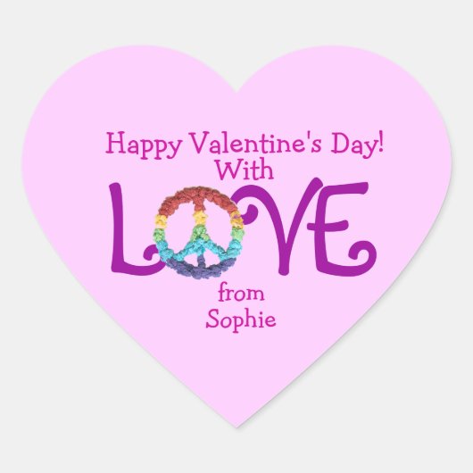 Peace sign sticker for Valentine's Day ハートシール (正面)