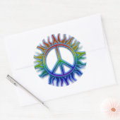 "Peace Sign Sun"虹の色の平和サインのシンボル ラウンドシール (封筒)