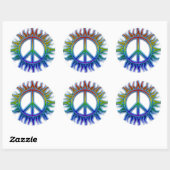 "Peace Sign Sun"虹の色の平和サインのシンボル ラウンドシール (シート)