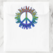 "Peace Sign Sun"虹の色の平和サインのシンボル ラウンドシール (バッグ)