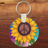 Peace Sign Sunflower # 2 キーホルダー (正面)