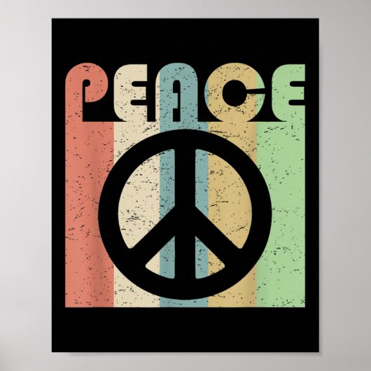 Peace Sign Symbolインスパイアの引用文レトロヴィンテージGr ポスター (正面)