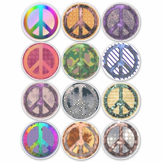 Peace Sign Symbols抽象芸術Boho hippie art シール (正面)