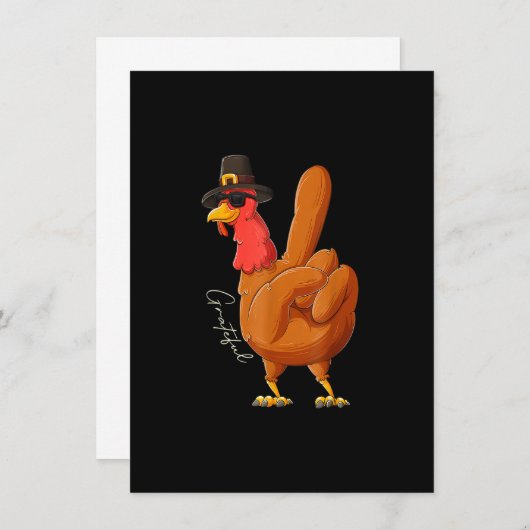 Peace Sign Turkey Grateful Hand Cool Thanksgiving  招待状 (正面/裏面)