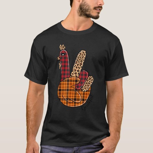 Peace Sign Turkey Grateful Turkey Hand Sign Thanks Tシャツ (正面)