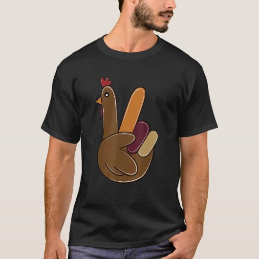 Peace Sign Turkey Hand Cool Thanksgiving Hippie Me Tシャツ (正面)