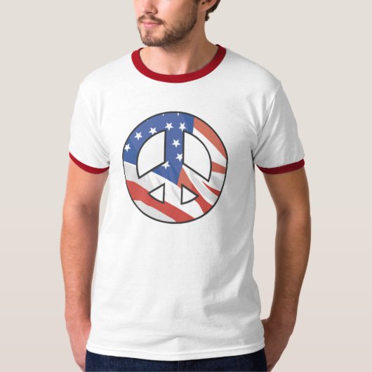 Peace Sign USA FLAG Tシャツ (正面)