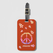 Peace sign with colorful flowers,Personalized  Cas ラゲッジタグ (正面縦)