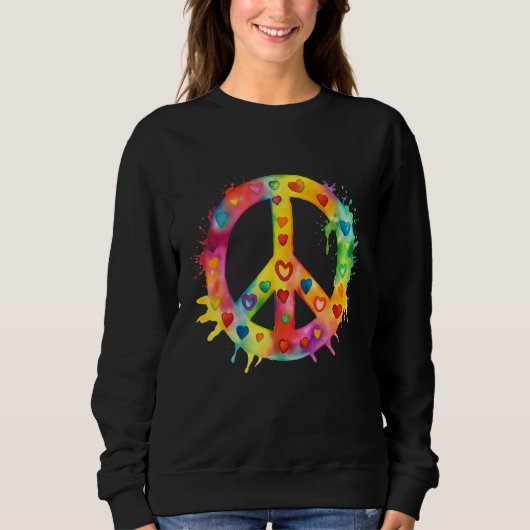 Peace Sign World Love Flowers Hippie Groovy Vibes  スウェットシャツ (正面)
