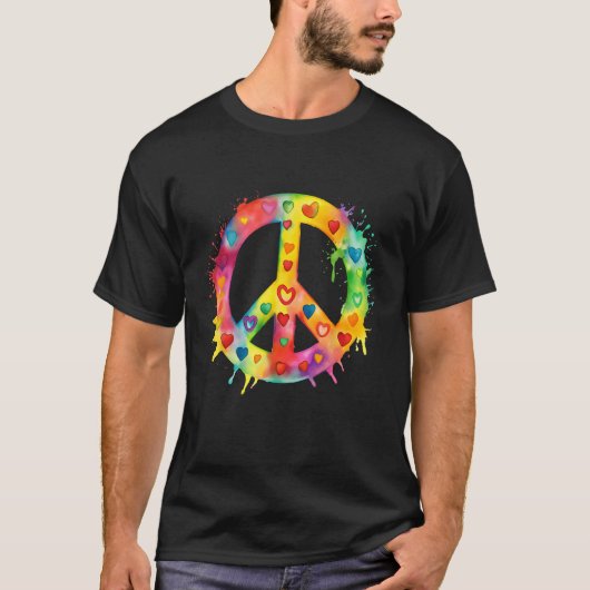 Peace Sign World Love Flowers Hippie Groovy Vibes  Tシャツ (正面)