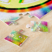 PEACE Sign Yellow カラフル Happy andおもしろい ジグソーパズル (側面)