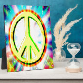 PEACE Sign Yellow カラフル Happy andおもしろい フォトプラーク (側面)