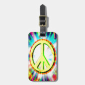 PEACE Sign Yellow カラフル Happy andおもしろい ラゲッジタグ (正面縦)