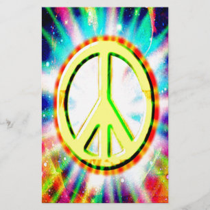 PEACE Sign Yellow カラフル Happy andおもしろい 便箋