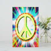 PEACE Sign Yellow カラフル Happy andおもしろい 便箋 (スタンド正面)