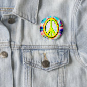 PEACE Sign Yellow カラフル Happy andおもしろい 缶バッジ (インサイチュ)