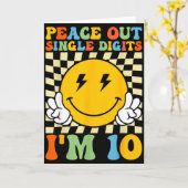 Peace Single Digits Im 10 Smile Face Birthday Girl カード (黄色い花)