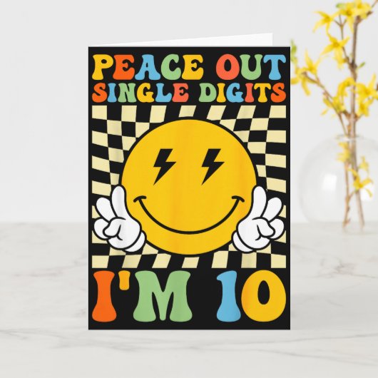 Peace Single Digits Im 10 Smile Face Birthday Girl カード (黄色い花)