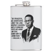 Peace & Strength – Malcolm X Inspirational Quote  フラスク (正面)
