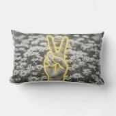 Peace & Sunflower Pillow w/ Yellow Gingham ランバークッション (正面)