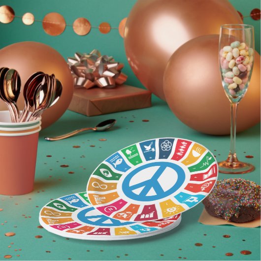 Peace Sustainability Goals Eco-Friendly Party Pack ペーパープレート (複数)